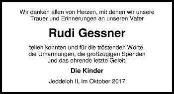 Traueranzeige von Rudi Gessner von Nordwest-Zeitung