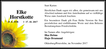 Traueranzeige von Elke Horstkotte von Nordwest-Zeitung