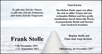 Traueranzeige von Frank Stolle von Nordwest-Zeitung