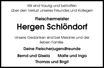Traueranzeige von Hergen Schlöndorf von Nordwest-Zeitung