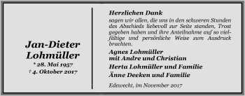 Traueranzeige von Jan-Dieter Lohmüller von Nordwest-Zeitung