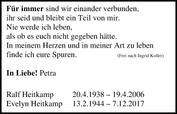 Traueranzeige von Evelyn Heitkamp von Nordwest-Zeitung