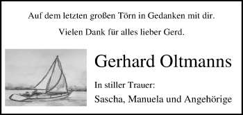 Traueranzeige von Gerhard Oltmanns von Nordwest-Zeitung