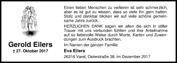 Traueranzeige von Gerold Eilers von Nordwest-Zeitung