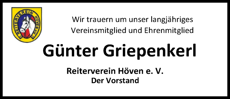  Traueranzeige für Günter Griepenkerl vom 30.12.2017 aus Nordwest-Zeitung
