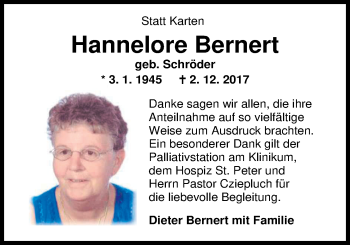 Traueranzeige von Hannelore Bernert von Nordwest-Zeitung
