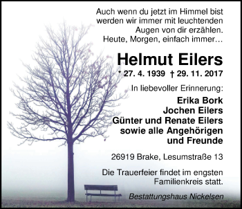 Traueranzeige von Helmut Eilers von Nordwest-Zeitung