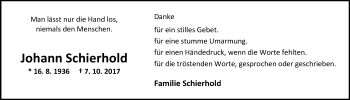 Traueranzeige von Johann Schierhold von Nordwest-Zeitung
