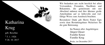Traueranzeige von Katharina Krug von Nordwest-Zeitung