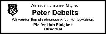 Traueranzeige von Peter Debelts von Nordwest-Zeitung