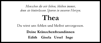 Traueranzeige von Thea Pätzold von Nordwest-Zeitung