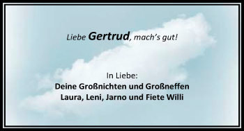 Traueranzeige von Gertrud Garlichs von Nordwest-Zeitung