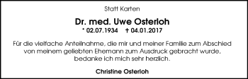 Traueranzeige von Uwe Osterloh von Nordwest-Zeitung