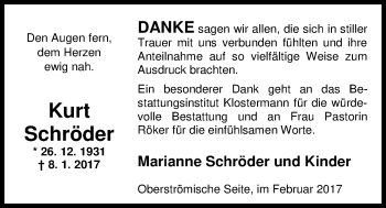 Traueranzeige von Kurt Schröder von Nordwest-Zeitung