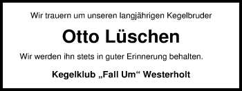Traueranzeige von Otto Lüschen von Nordwest-Zeitung