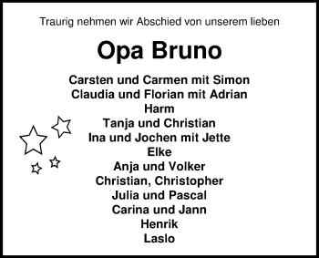 Traueranzeige von Bruno Brumund von Nordwest-Zeitung
