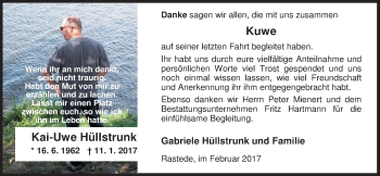 Traueranzeige von Kai-Uwe Hüllstrunk von Nordwest-Zeitung