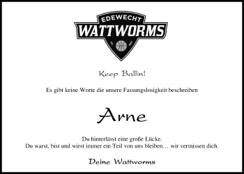 Traueranzeige von Arne Hobbie von Nordwest-Zeitung