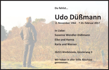 Traueranzeige von Udo Düßmann von Nordwest-Zeitung