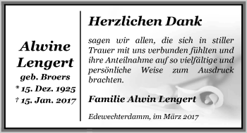 Traueranzeige von Alwine Lengert von Nordwest-Zeitung