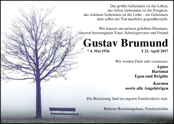 Traueranzeige von Gustav Brumund von Nordwest-Zeitung