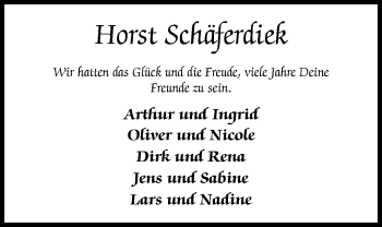 Traueranzeige von Horst Schäferdiek von Nordwest-Zeitung