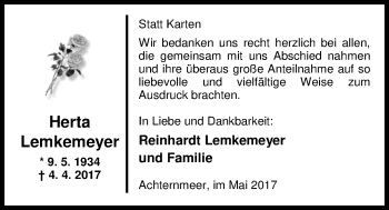 Traueranzeige von Herta Lemkemeyer von Nordwest-Zeitung