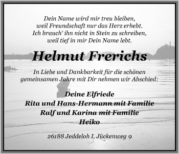 Traueranzeige von Helmut Frerichs von Nordwest-Zeitung