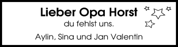 Traueranzeige von Horst Fischbeck von Nordwest-Zeitung
