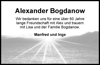 Traueranzeige von Alexander Bogdanow von Nordwest-Zeitung