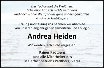 Traueranzeige von Andrea Heiden von Nordwest-Zeitung