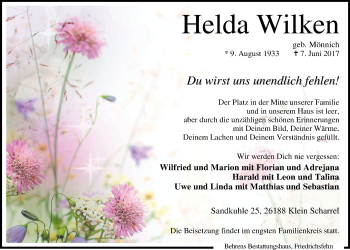 Traueranzeige von Helda Wilken von Nordwest-Zeitung