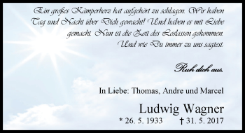 Traueranzeige von Ludwig Wagner von Nordwest-Zeitung