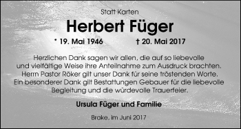 Traueranzeige von Herbert Füger von Nordwest-Zeitung