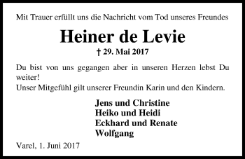 Traueranzeige von Heinz (Heiner) Levie von Nordwest-Zeitung