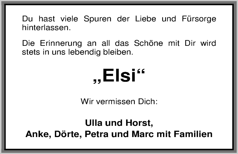  Traueranzeige für Else Müller vom 14.06.2017 aus Nordwest-Zeitung