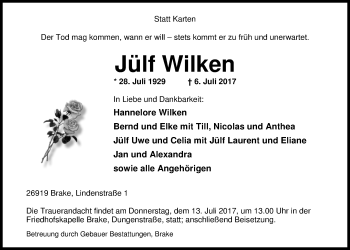 Traueranzeige von Jülf Wilken von Nordwest-Zeitung