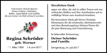 Traueranzeige von Regina Schröder von Nordwest-Zeitung