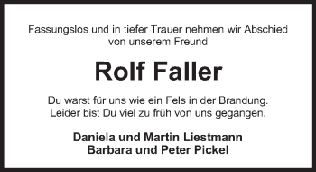 Traueranzeige von Rolf Faller von Nordwest-Zeitung