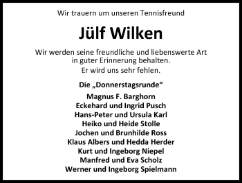 Traueranzeige von Jülf Wilken von Nordwest-Zeitung
