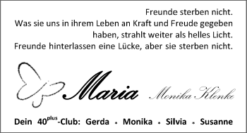 Traueranzeige von Monika Maria Klenke von Nordwest-Zeitung