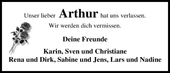 Traueranzeige von Arthur Bremer von Nordwest-Zeitung
