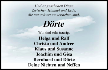 Traueranzeige von Dörte Hemme von Nordwest-Zeitung
