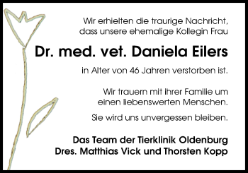 Traueranzeige von Daniela Eilers von Nordwest-Zeitung