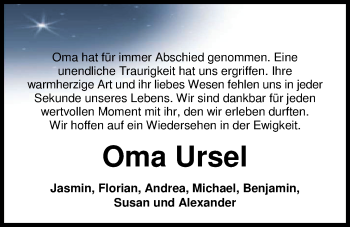 Traueranzeige von Ursula Karlebowski von Nordwest-Zeitung