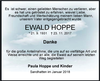 Traueranzeige von Ewald Hoppe von Nordwest-Zeitung