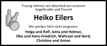 Traueranzeige von Heiko Eilers von Nordwest-Zeitung