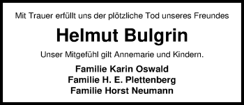 Traueranzeige von Helmut Bulgrin von Nordwest-Zeitung