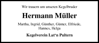 Traueranzeige von Hermann Müller von Nordwest-Zeitung