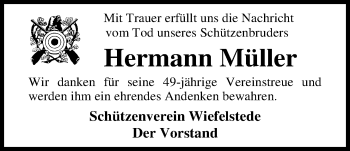 Traueranzeige von Hermann Müller von Nordwest-Zeitung
